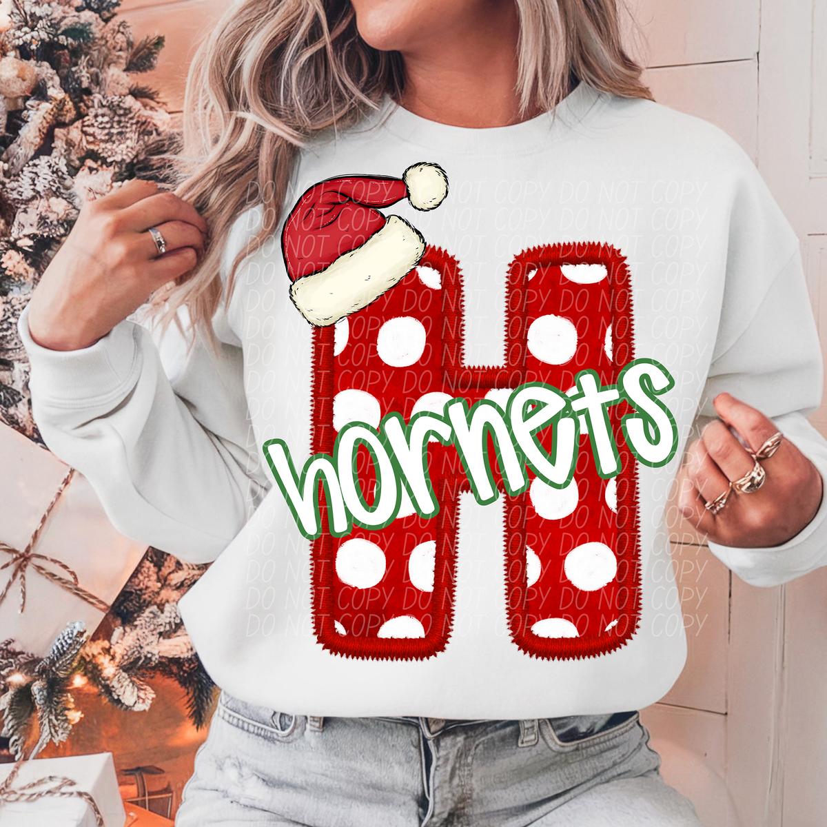 H Hornets Christmas Faux Embroidery (CITY) 66310 DTF transfer