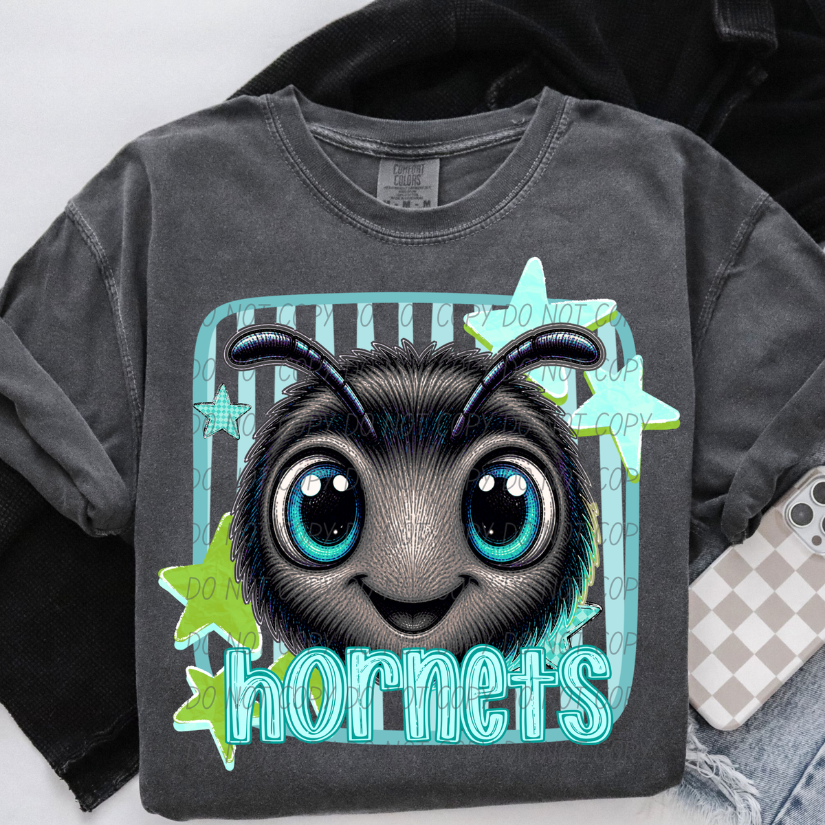 hornets blue stars and stripes blue font (CITY) DTF Transfer