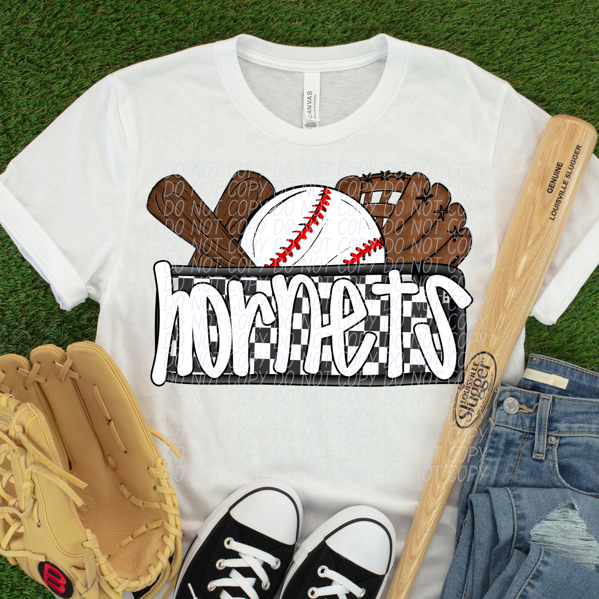 Hornets  (Bat, Baseball, Glove, Checkered background) (City)