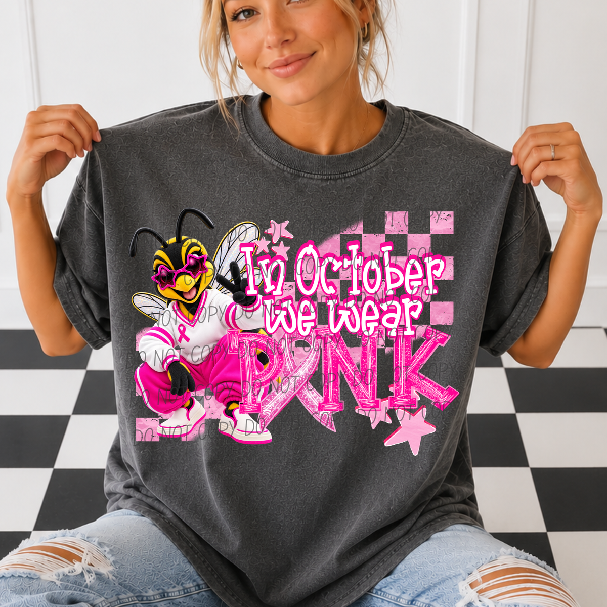 HORNETS- in October we wear pink (city) DTF transfer