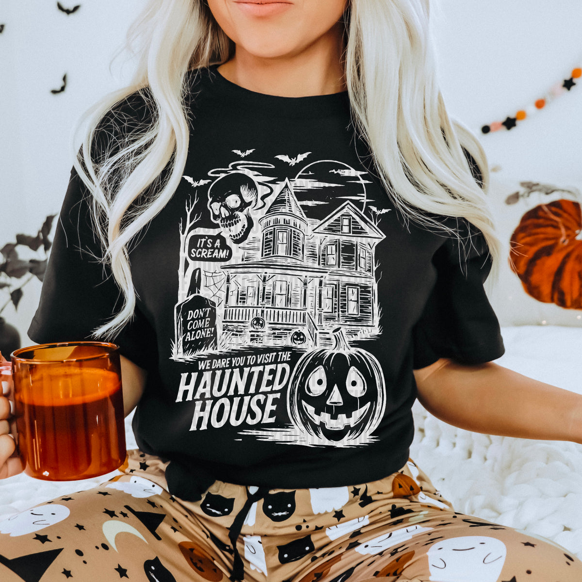 Haunted house WHITE 68801 DTF transfer