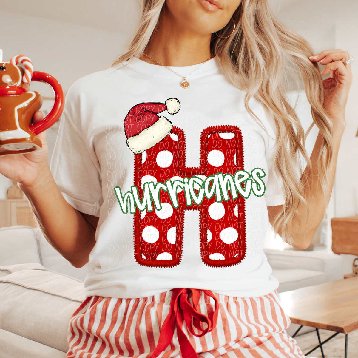 H Hurricanes Christmas Faux Embroidery (CITY) 66311 DTF transfer