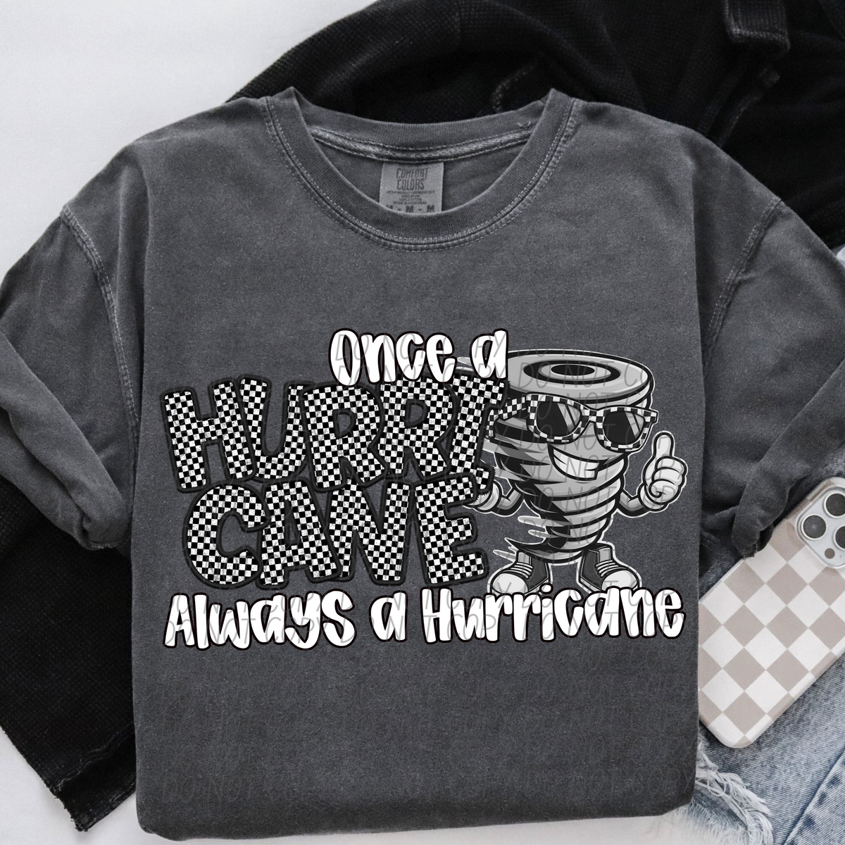 Once a Hurricane always a Hurricane Checkered (CITY) DTF transfer