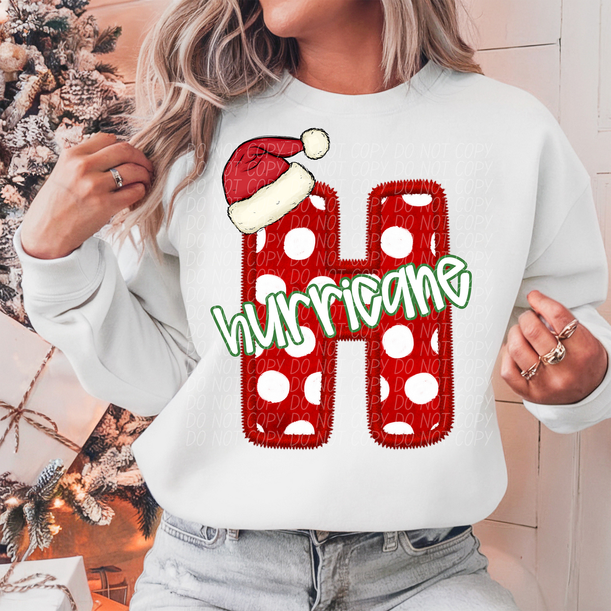 H Hurricane Christmas Faux Embroidery (CITY) 66312 DTF transfer