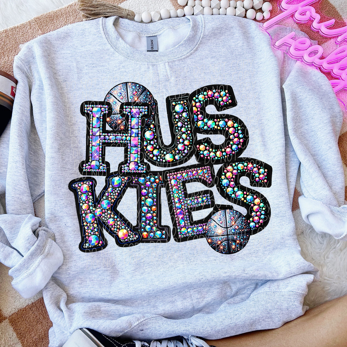 Huskies Basketball Rhinestone (CITY) 66541 DTF transfer