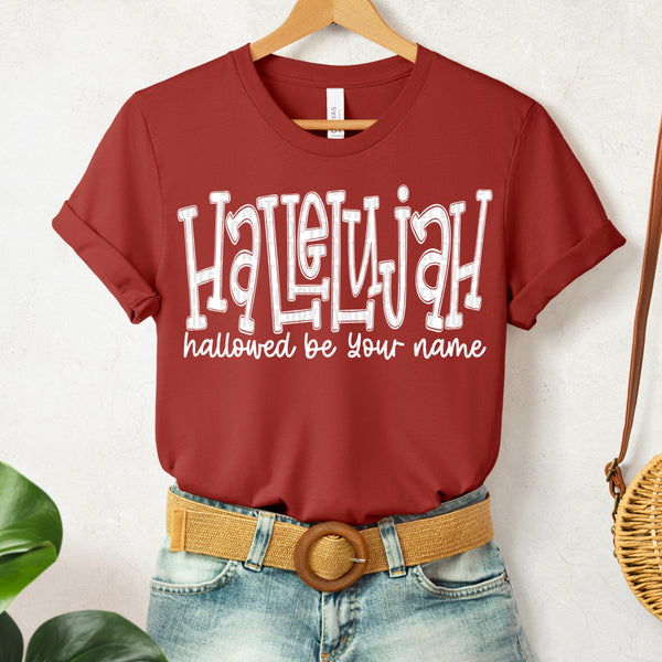 Hallelujah hallowed by your name WHITE SDD DTF transfer