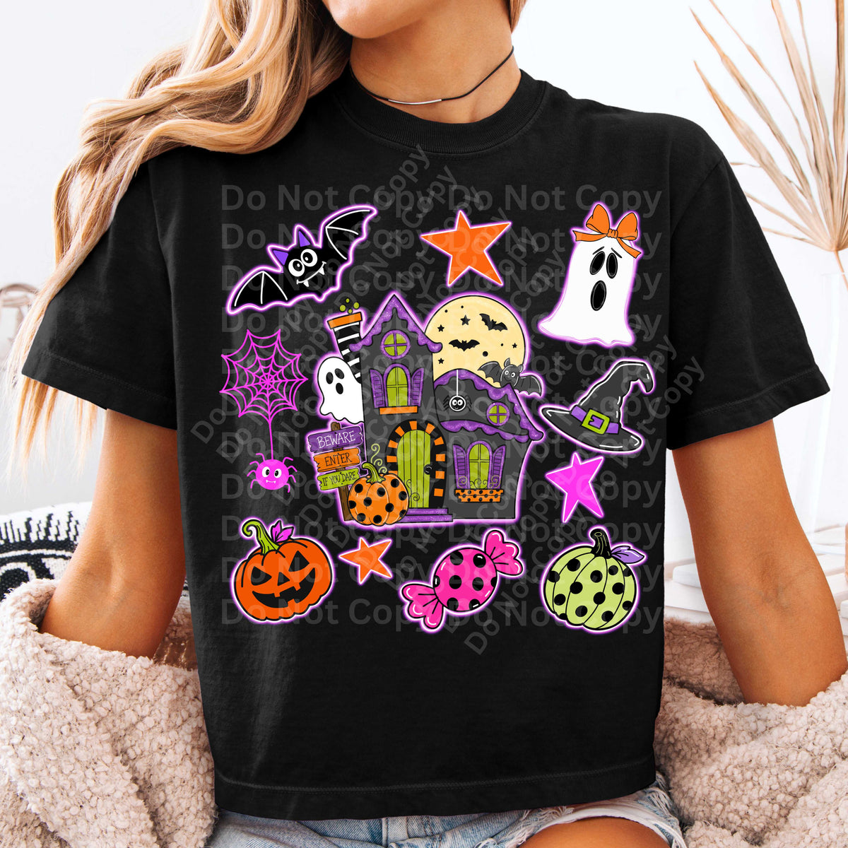 Halloween items collage NEON (Irene) DTF Transfer