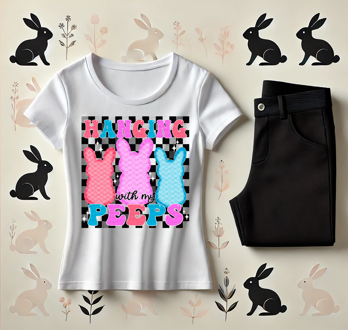 Hanging With My Peeps Checker 86153 DTF Transfer