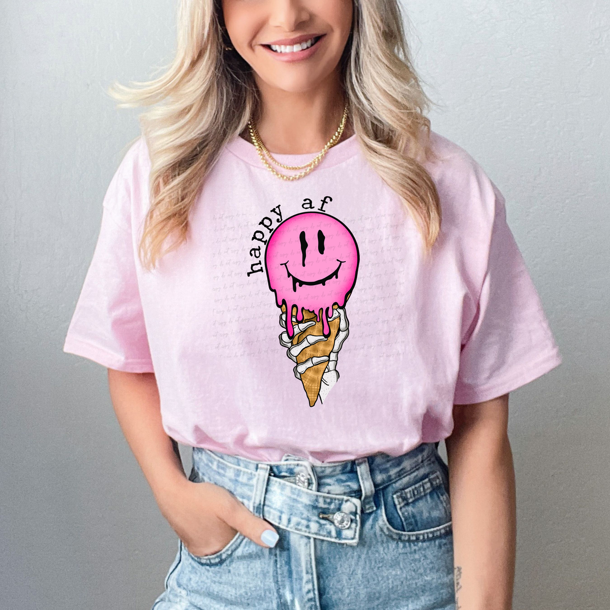 Happy AF Smiley Ice Cream Drippy 114688 DTF transfer
