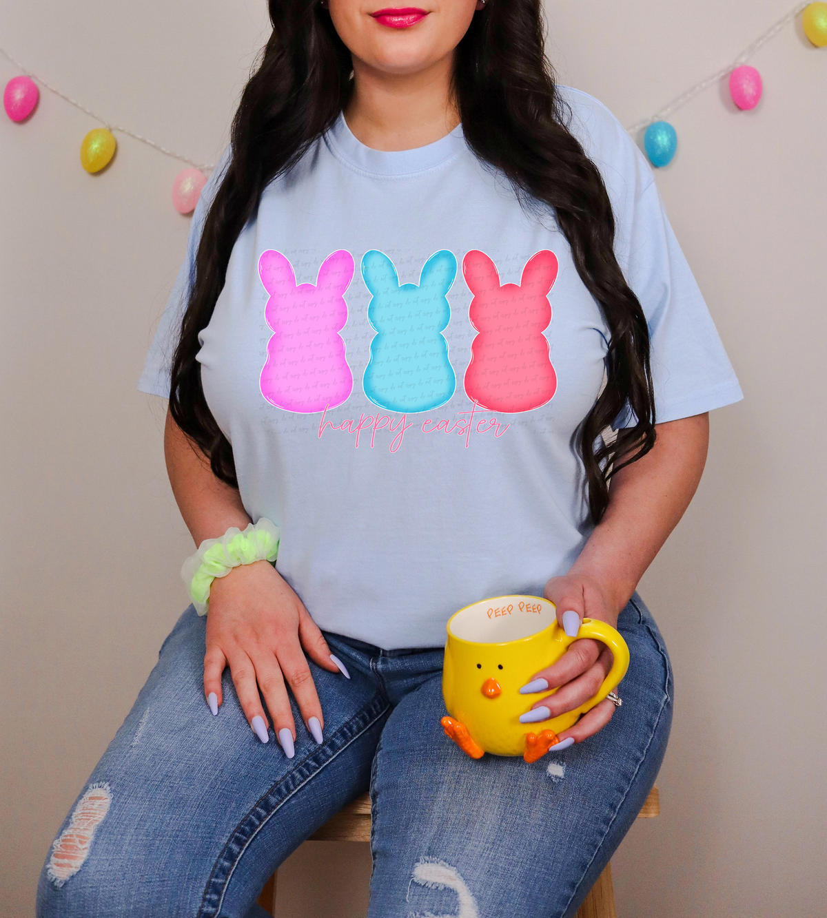 Happy Easter Peeps Pink Blue Red 86398 DTF Transfer