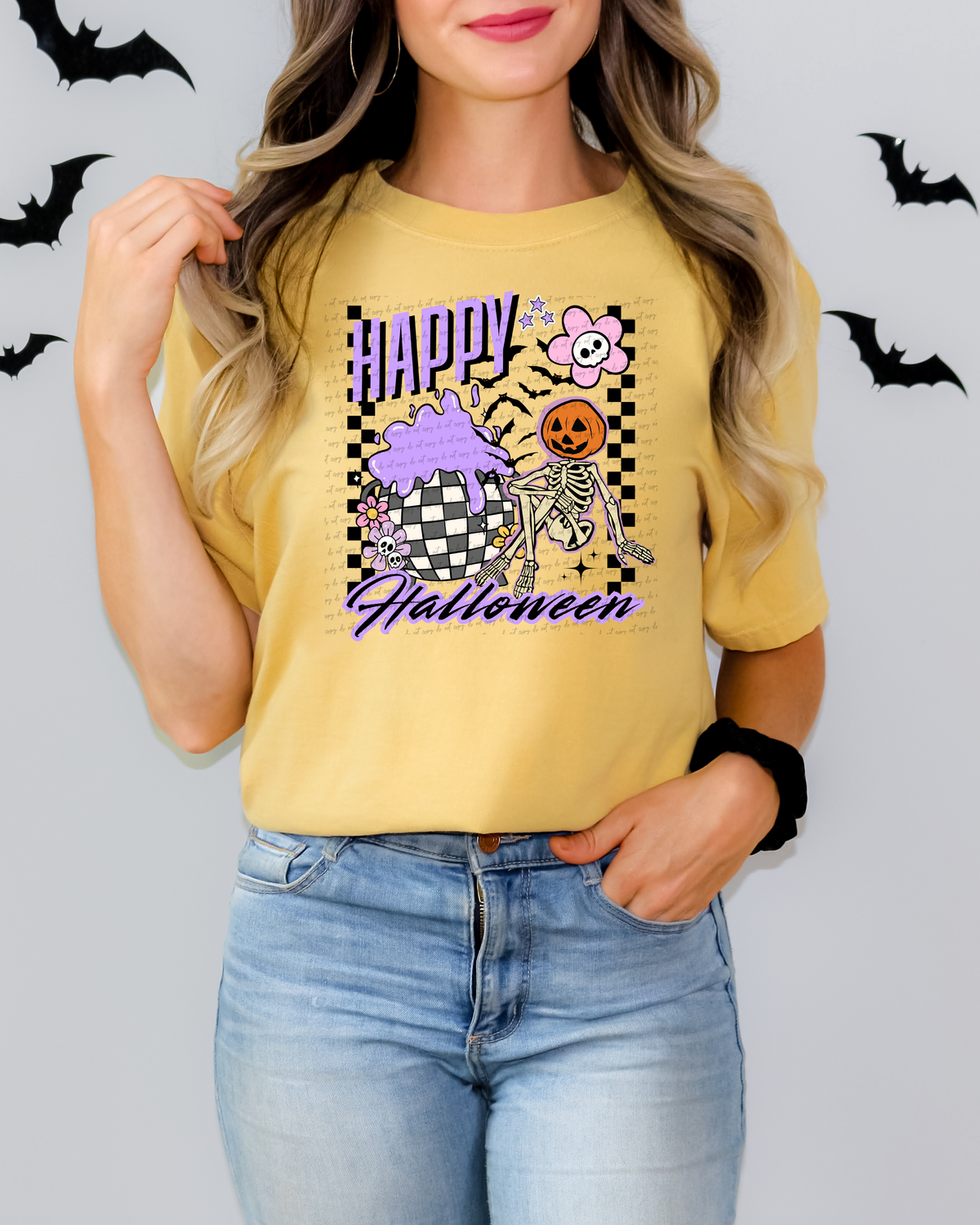 Happy Halloween Pumpkin Skeleton 108703 DTF transfer
