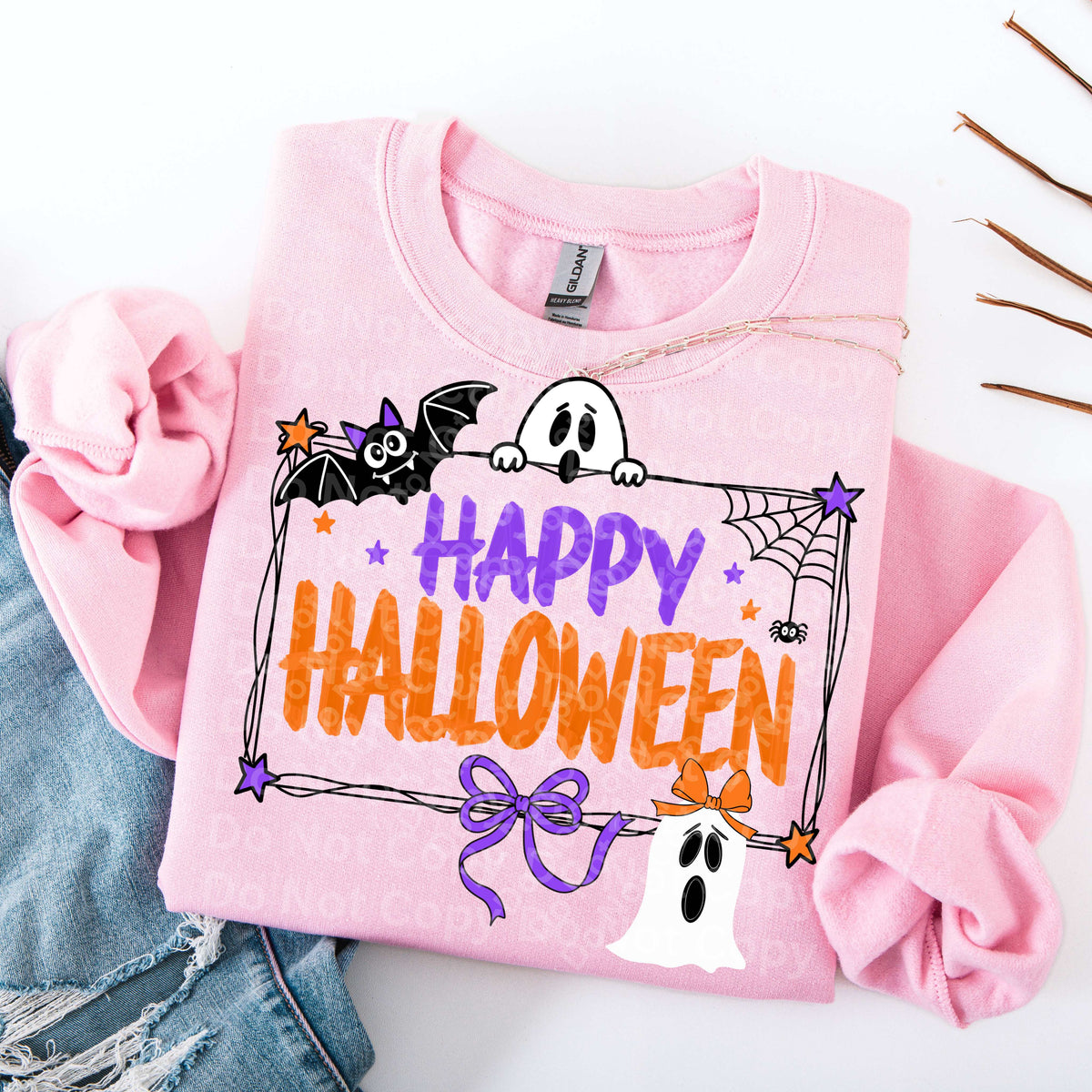 Happy Halloween spiderweb frame (Irene) DTF Transfer