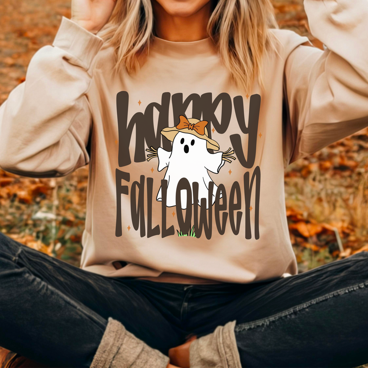 Happy Halloween ghost with hat 109258 DTF transfer