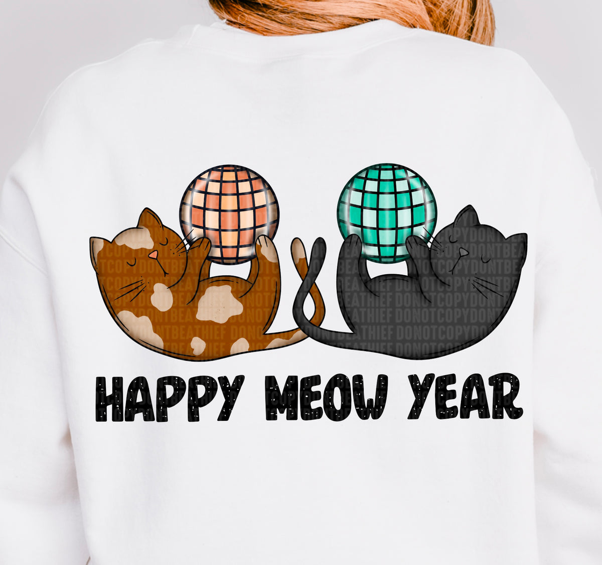 Happy Meow Year Back 104343 DTF transfer