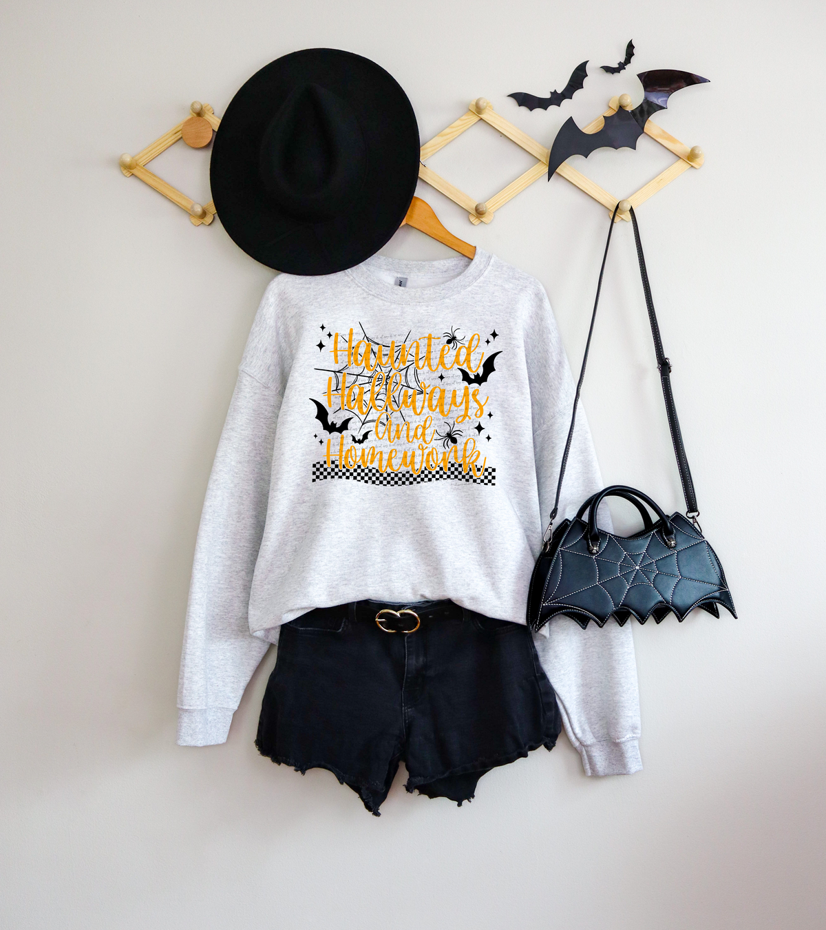 Haunted Hallways And Homework Black Orange 51443 DTF transfer