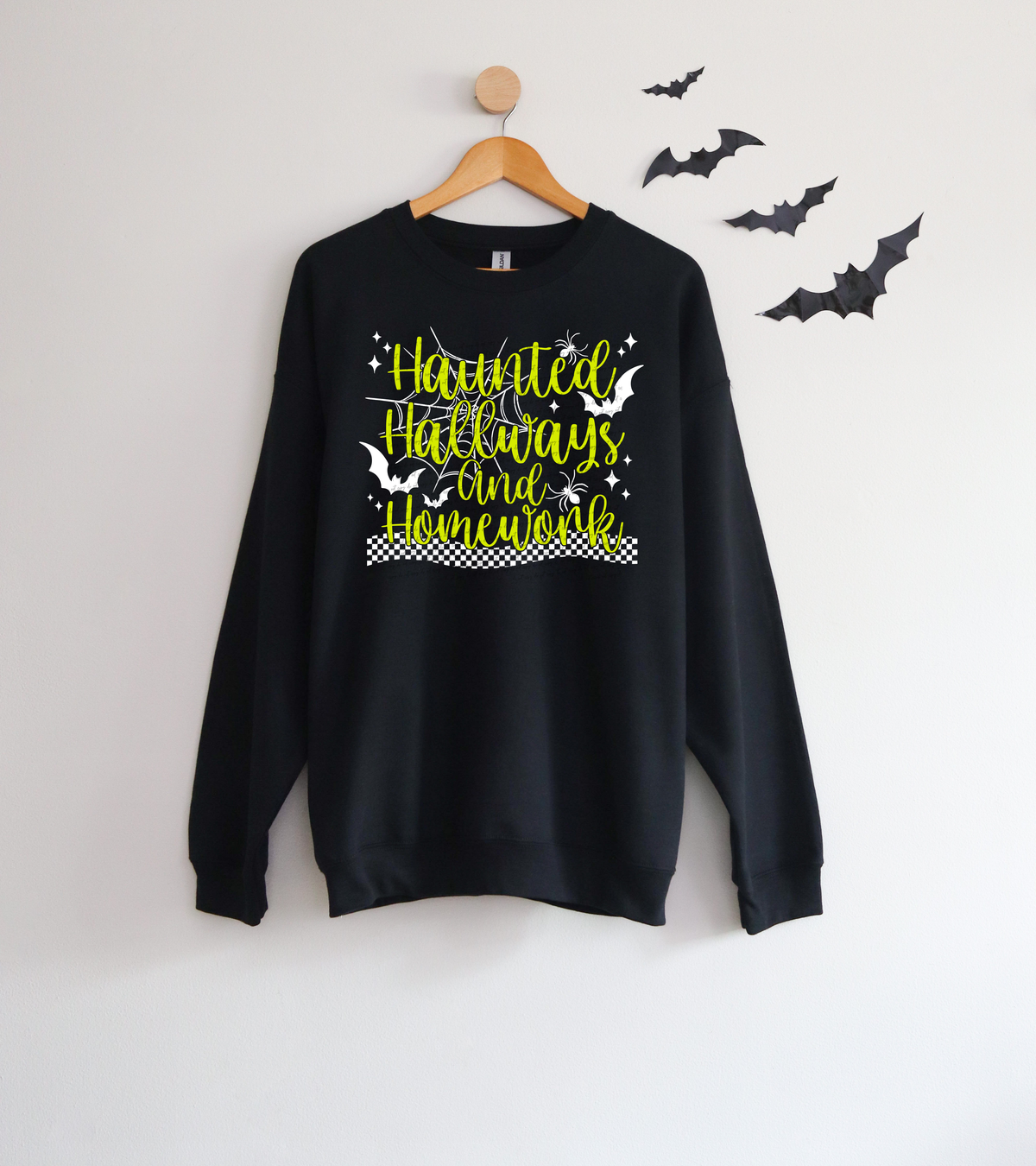 Haunted Hallways And Homework White Green 51445 DTF transfer