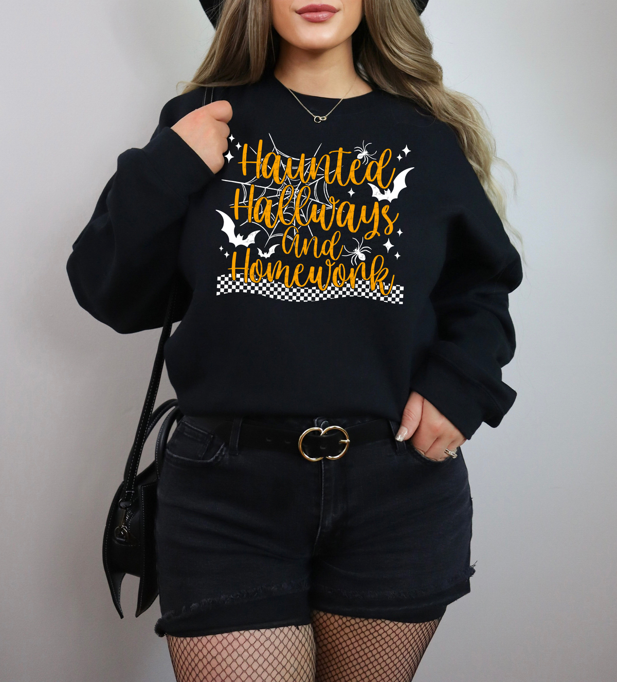 Haunted Hallways And Homework White Orange 51446 DTF transfer