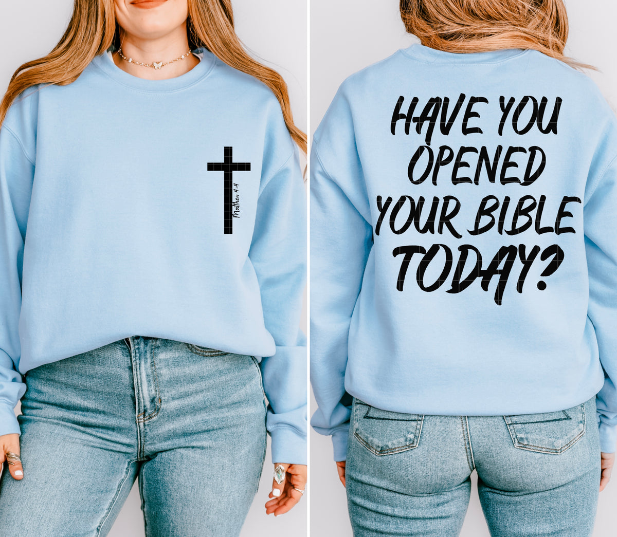 Have you opened your bible today? BLACK (POCKET ONLY) (SDD) DTF Transfer