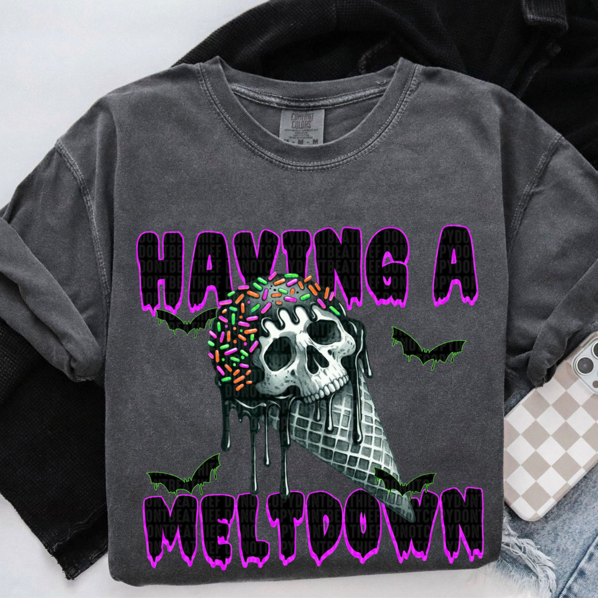 Having A Meltdown Ice Cream Skull 104515 DTF transfer
