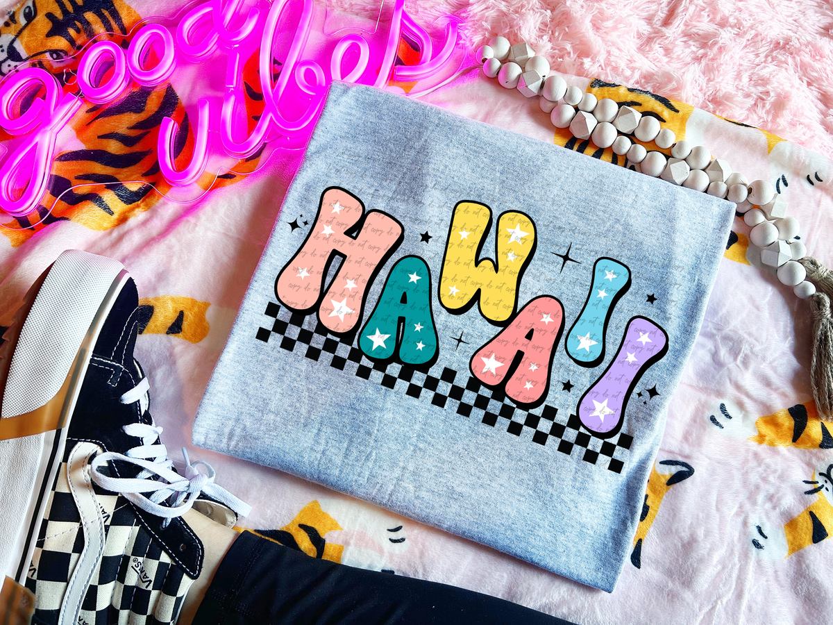 Hawaii Colorful Groovy Font 89154 DTF Transfer