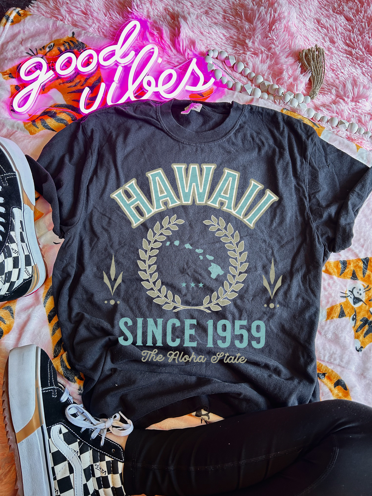 Hawaii Since 1959 The Aloha State Blue Font 111503 DTF transfer