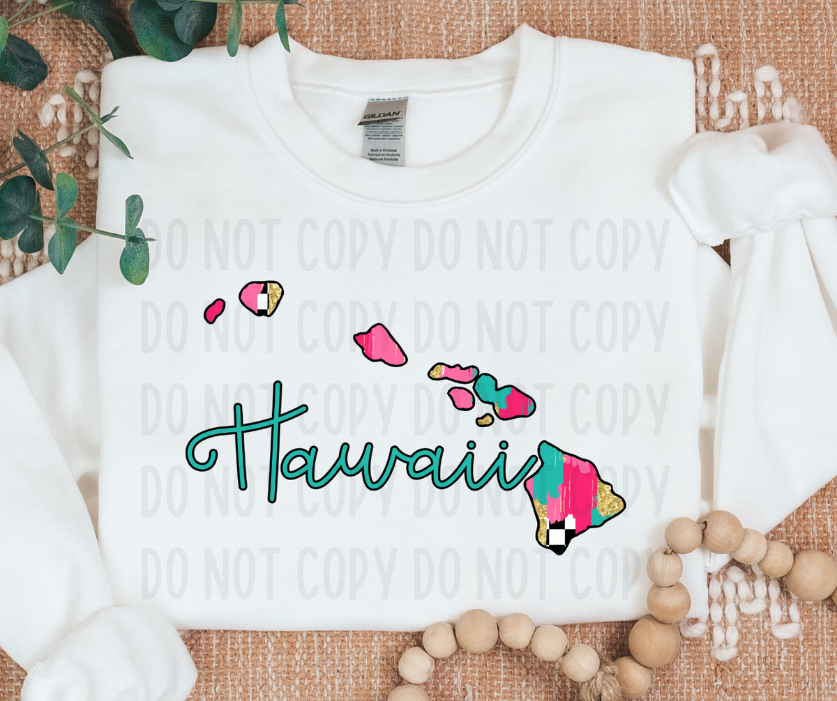 Hawaii Brushstroke Checkered State (canvista) DTF transfer