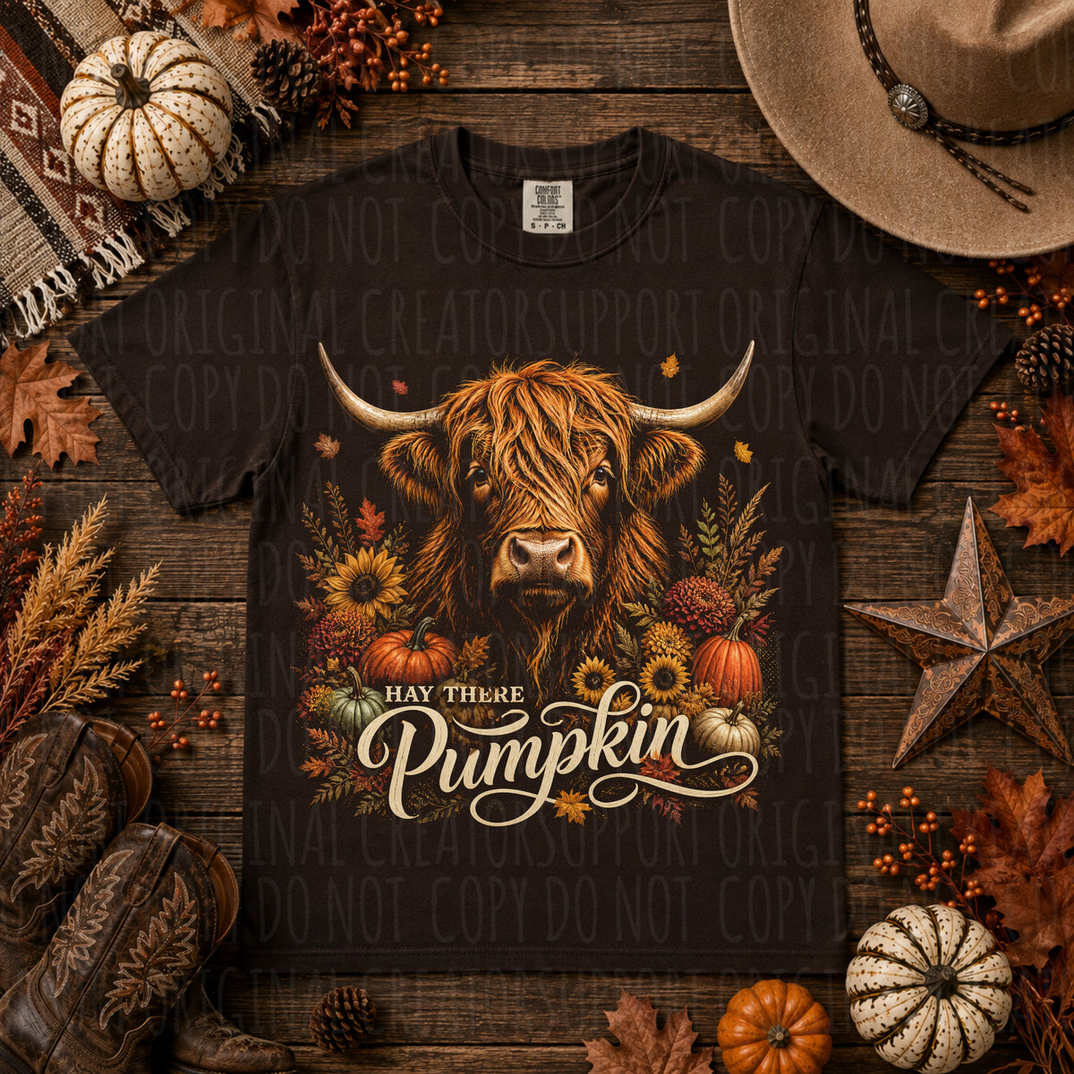 Hay there pumpkin shaggy cow (Starlight) DTF Transfer