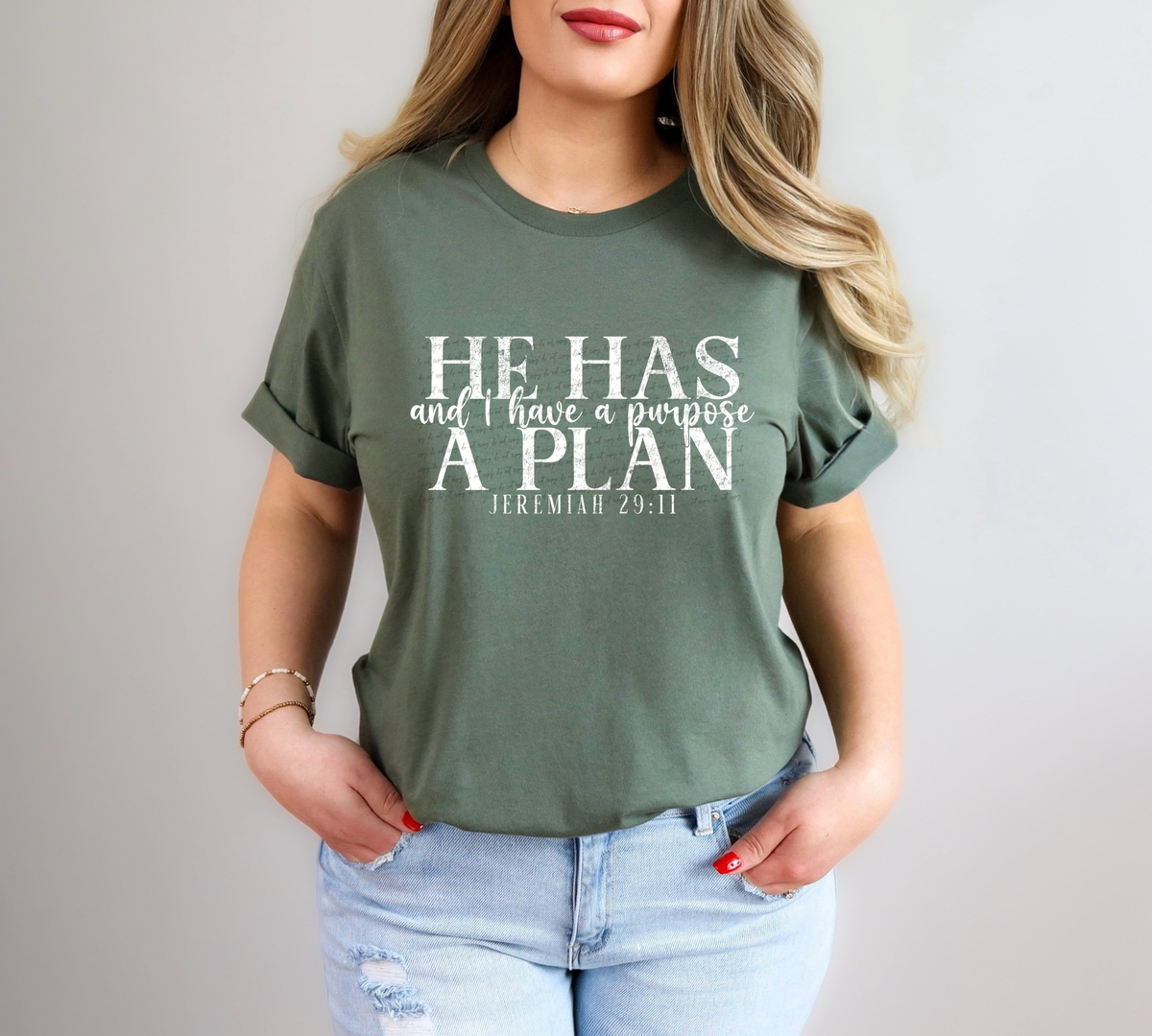 He Has A Plan And I Have A Purpose Jeremiah 29:11 White Grunge 86506 DTF Transfer