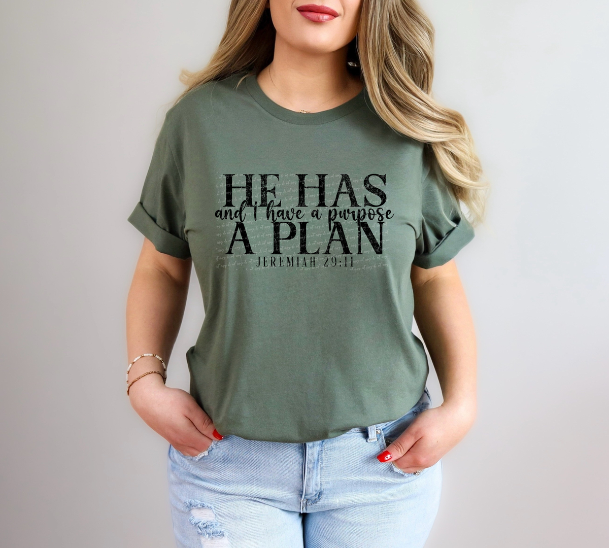 He Has A Plan And I Have A Purpose Jeremiah 29:11 Black Grunge 86332 DTF Transfer