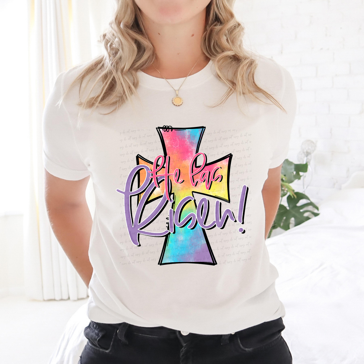 He Has Risen Colorful Cross 116624 DTF Transfer