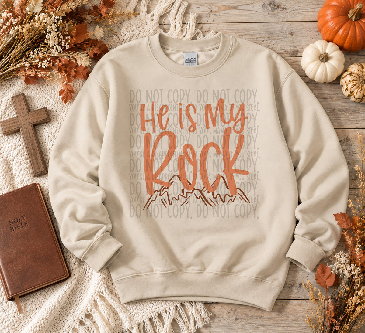 He is my rock ORANGE (SWD) DTF Transfer