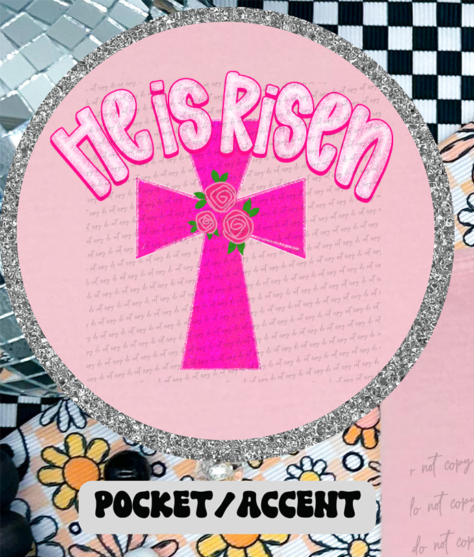 He Is Risen The Way The Truth The Life Bunnies Pink Cross (Pocket Print) 86037 DTF Transfer