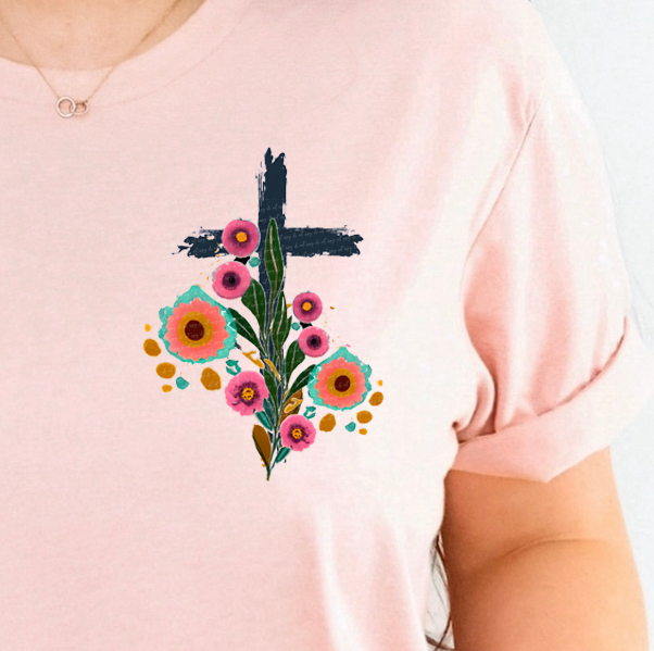 He Is Risen Floral (FRONT PRINT) 76833 DTF Transfer