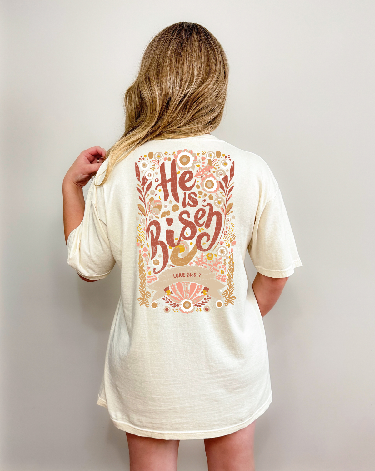 He Is Risen Luke 24:6-7 Brown 76838 DTF Transfer