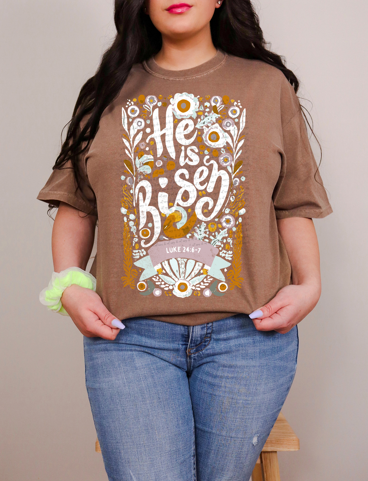 He Is Risen Luke 24 6-7 White Font 76841 DTF Transfer