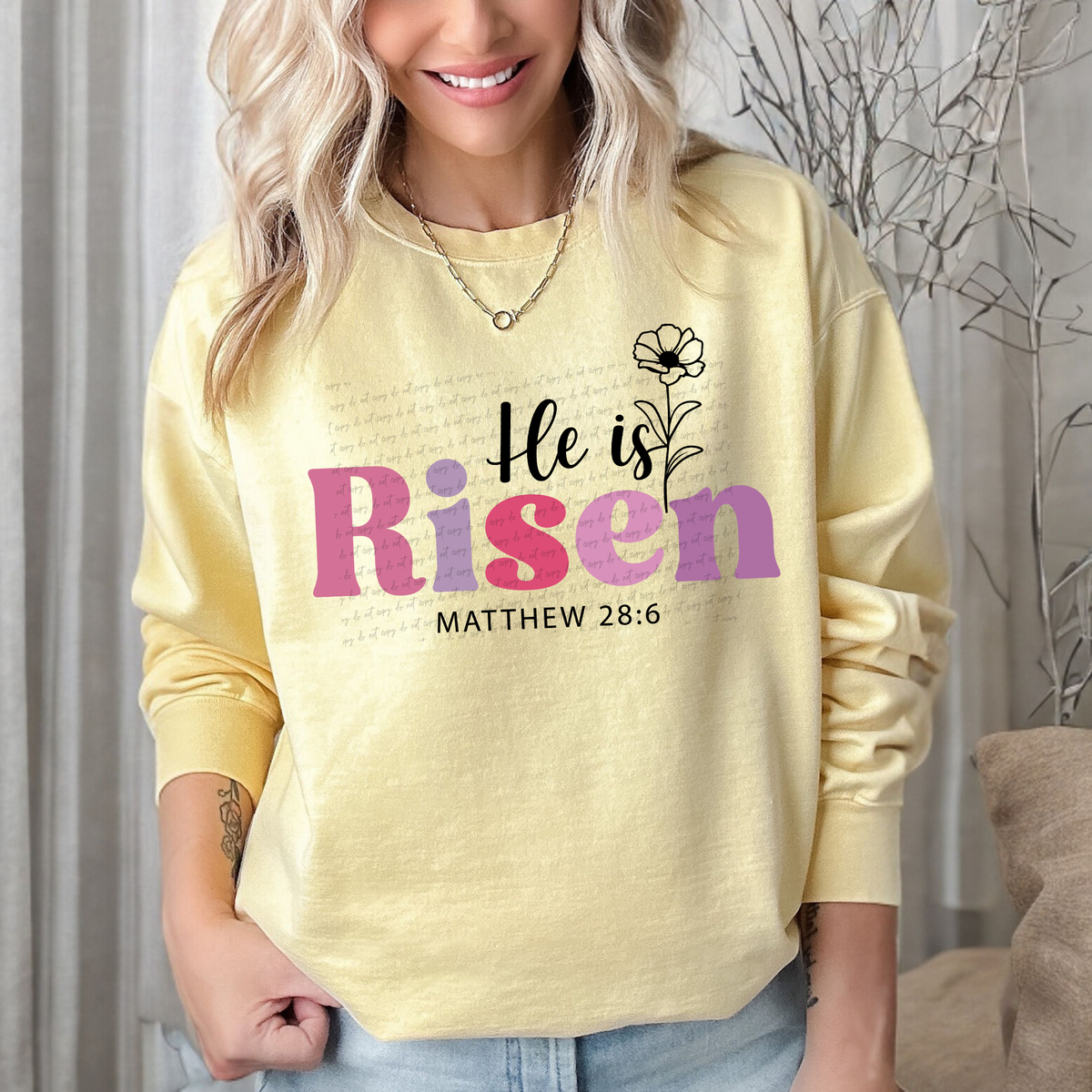He Is Risen Matthew 28:6 76675 DTF Transfer