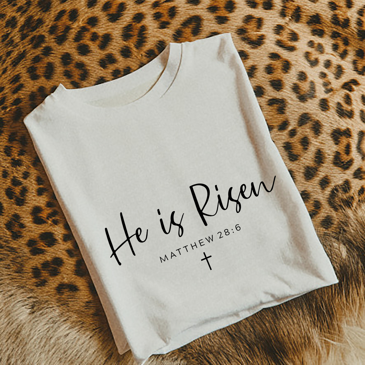 He Is Risen Matthew 28 6 BLACK 110028 DTF transfer