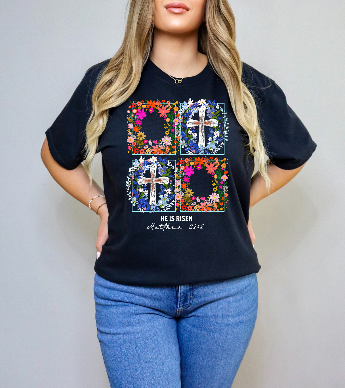 He Is Risen Matthew 28:6 Flower Wreath 76842 DTF Transfer