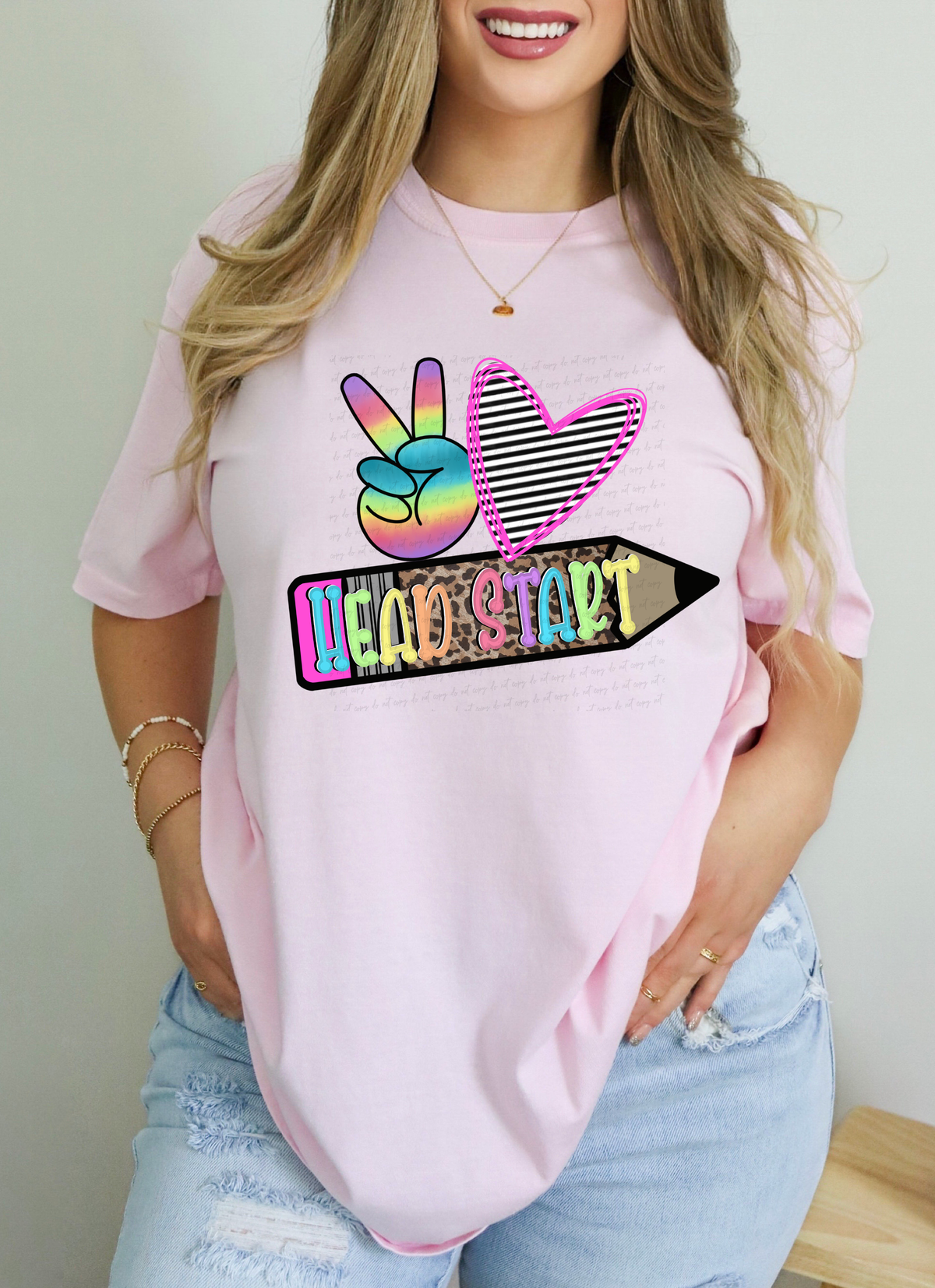 Head Start Peace Heart Leopard Pencil 114881 DTF transfer