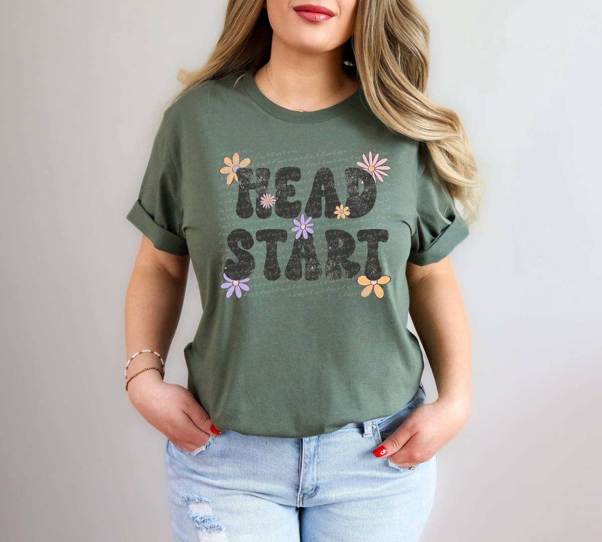 Head Start With Flowers Grunge 89215 DTF Transfer