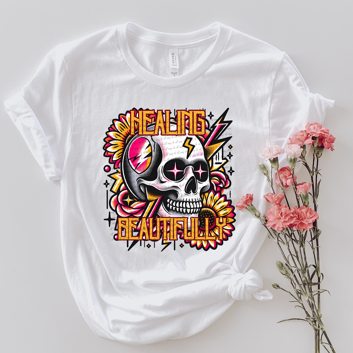 Healing Beautifully Skull Sunflowers 46310 DTF transfer