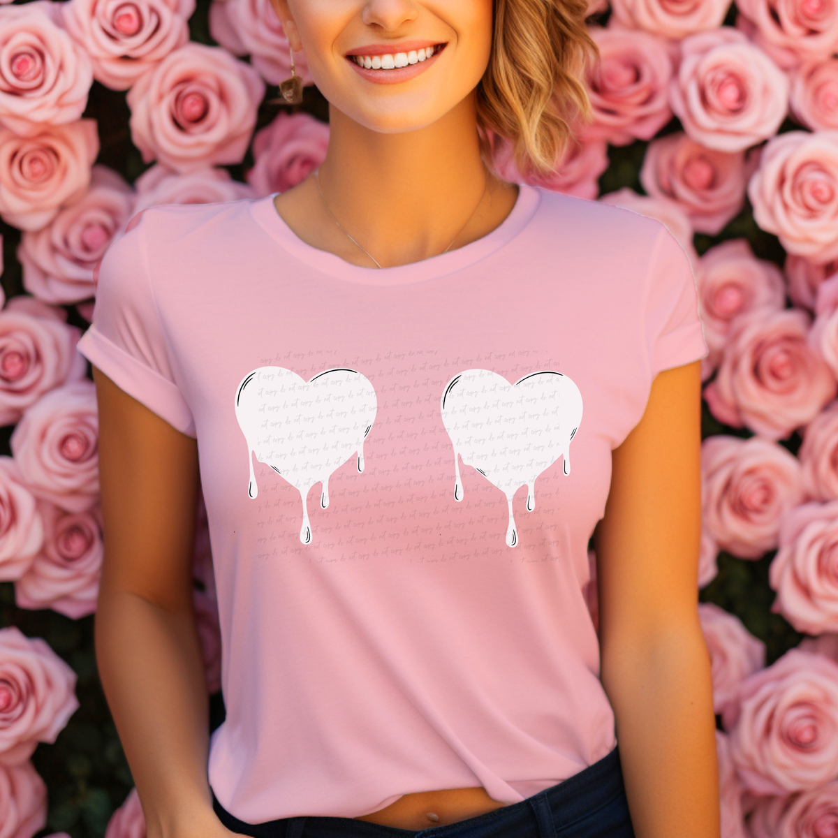 White Heart Boobs Drippy 116555 DTF Transfer