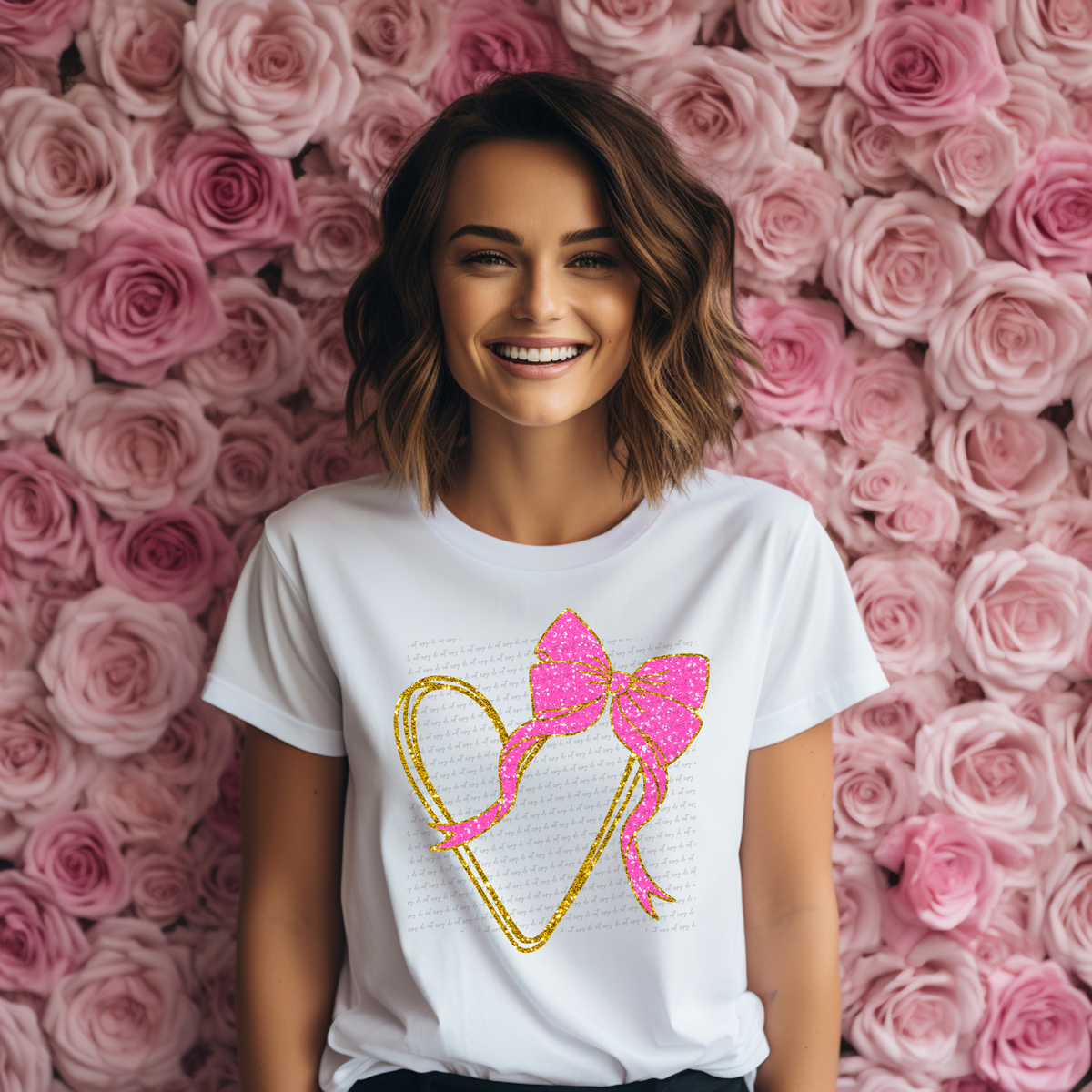 Heart Bow Gold Pink 81491 DTF Transfer