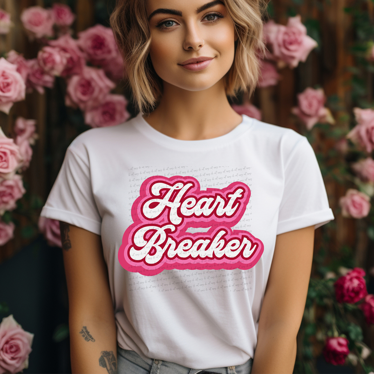 Heart Breaker Pink Red Outline 81495 DTF Transfer