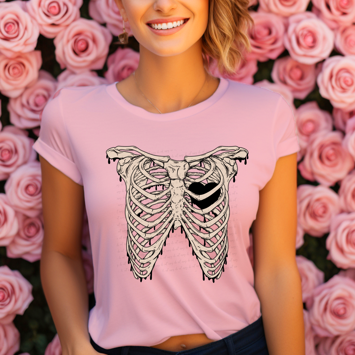 Ribcage with Black Heart 116556 DTF Transfer