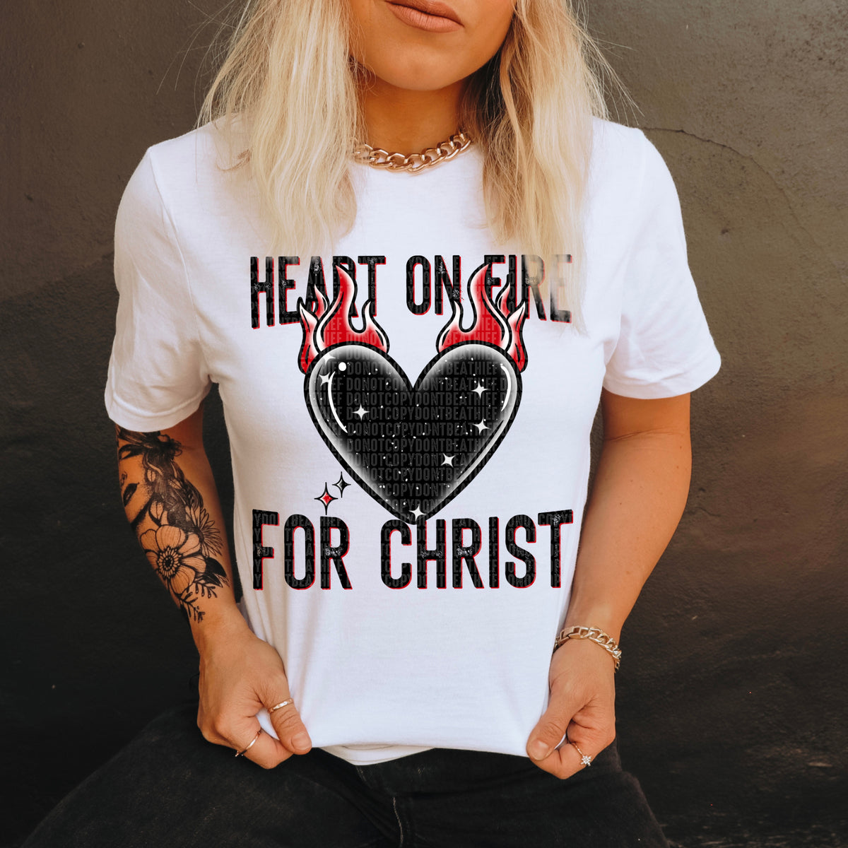 Heart On Fire For Christ *BLACK (SDD) 72397 DTF Transfer
