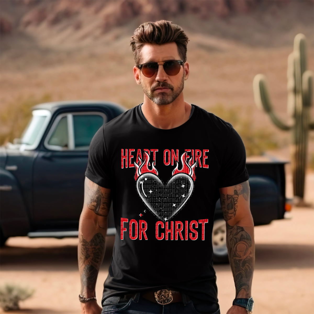 Heart On Fire For Christ *RED (SDD) 72398 DTF Transfer