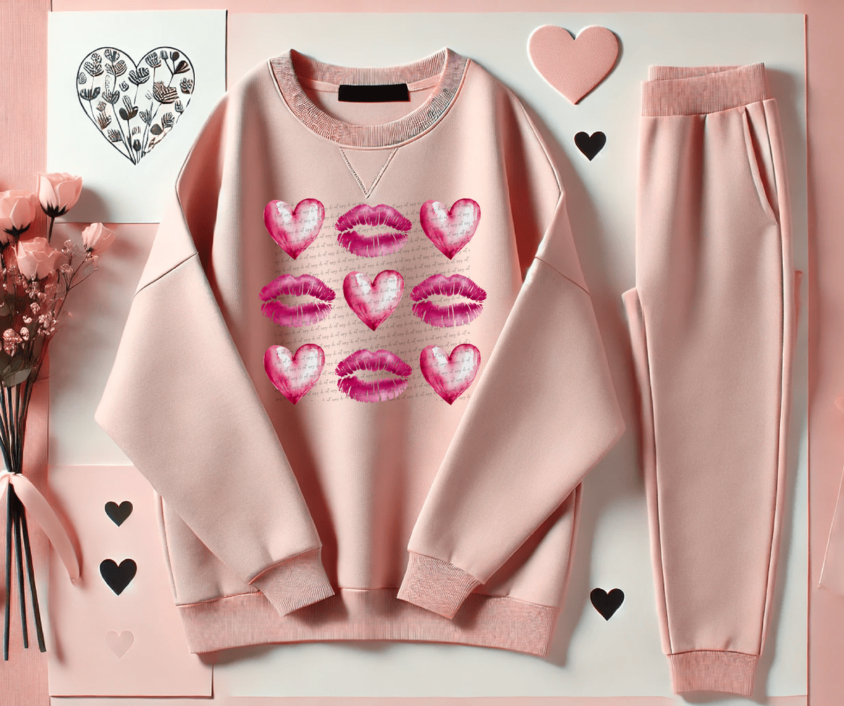 Hearts And Kisses Valentine 71675 DTF Transfer