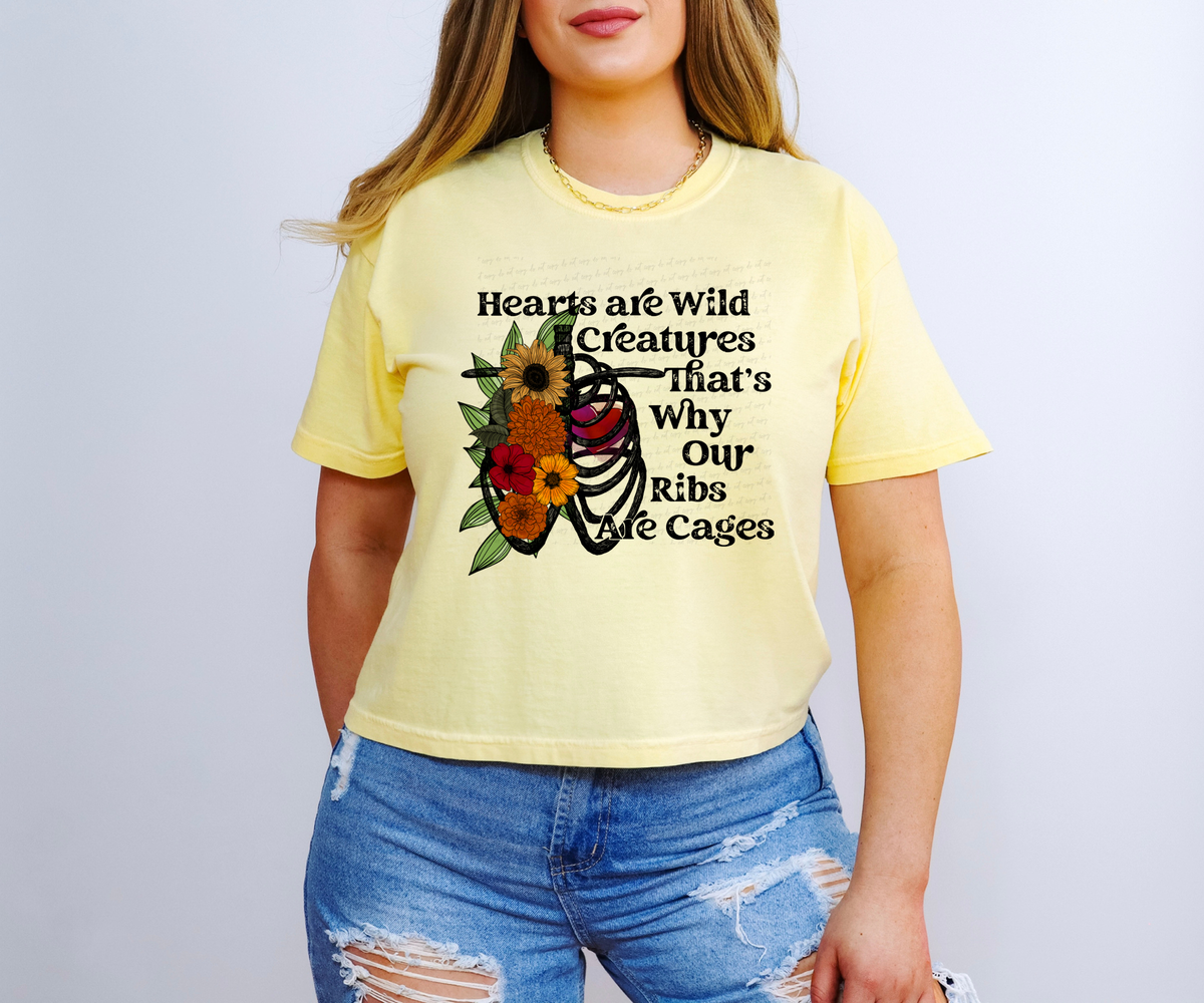 Hearts Are Wild Creatures That's Why Our Ribs Are Cages Floral 115777 DTF Transfer