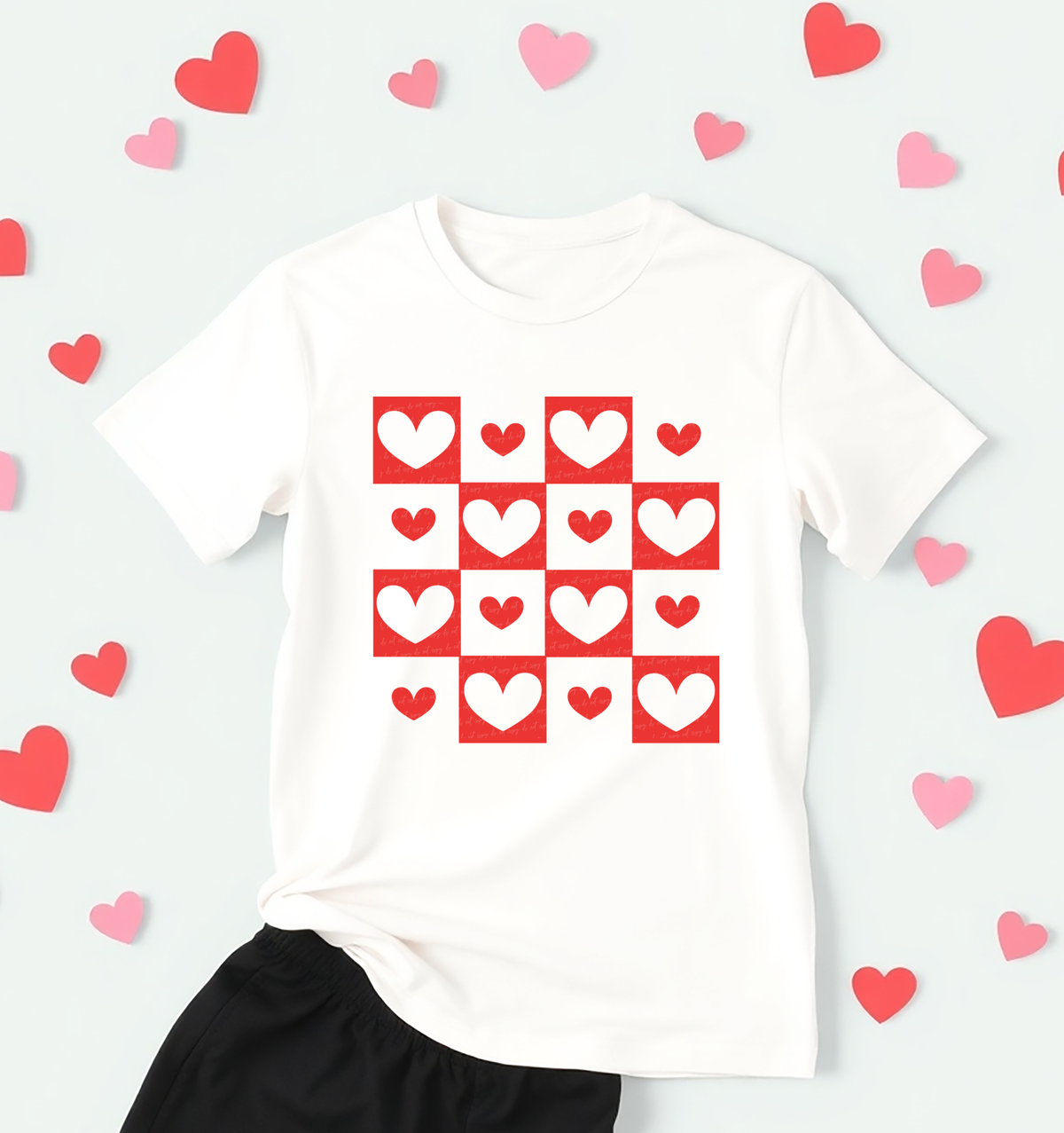 Hearts Grid - Red 86213 DTF Transfer